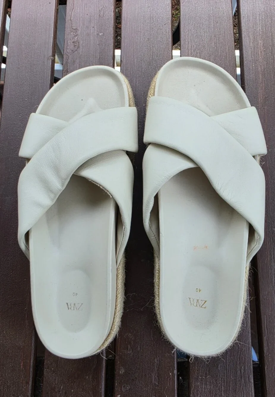 ZARA Cream Crisscross Espadrille Slide Sandals - Picture 3 of 7